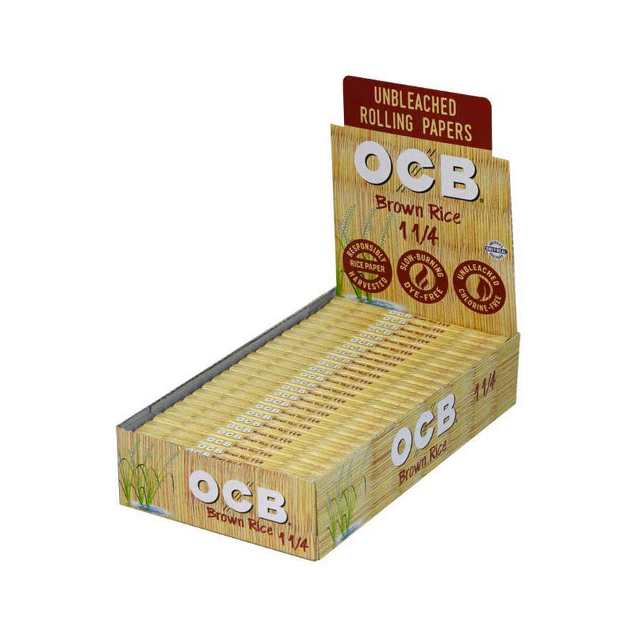 Ocb Brown Rice Paper 1 1/4 Size Ultra Thin Unbleached - 24 Pack Per Box