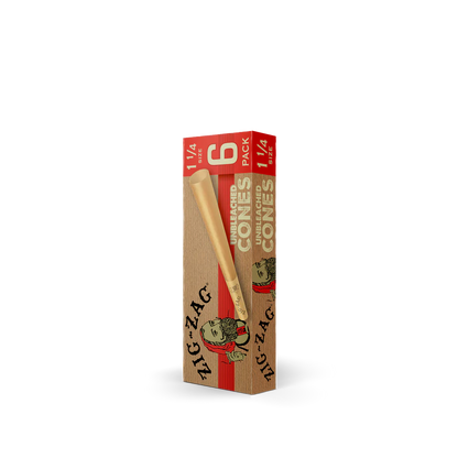 Zig Zag Cones Unbleached 1.25 - 6 Cones Per Pack - 24 Packs Per Display
