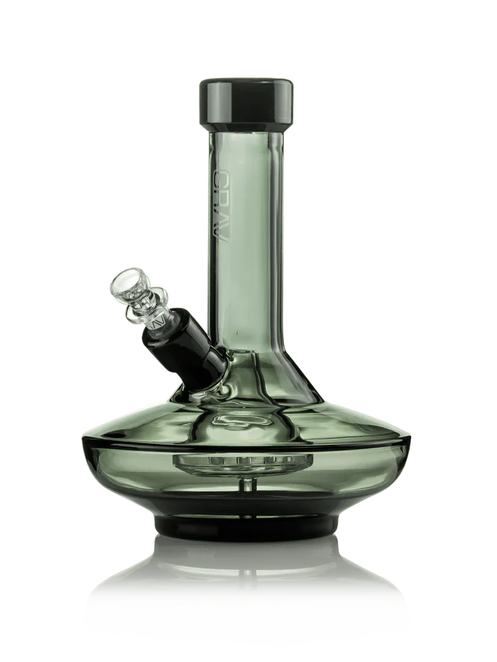 GRAV® Small Wide Base Water Pipe in Smoke with Black Accents