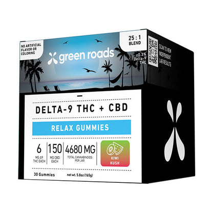 Green Roads D9 + CBD Relax Gummies | (30ct) 4680mg