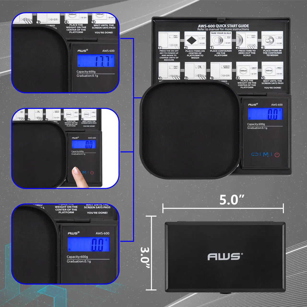 AWS DIGITAL SCALE 600 0.1G