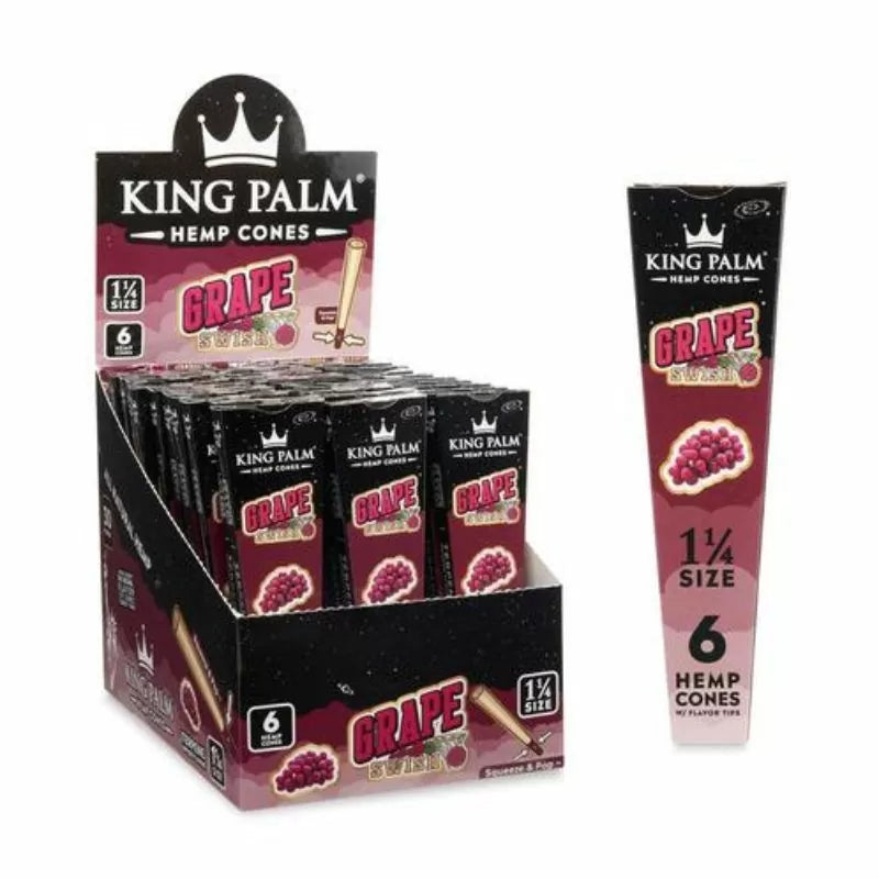 King Palm - 1 1/4 Size Hemp Cones - 6 Counts Per Pack - 30 Packs Per Box