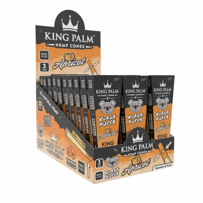 King Palm - KING SIZE Hemp Cones - 3 Counts Per Pack - 30 Packs Per Box
