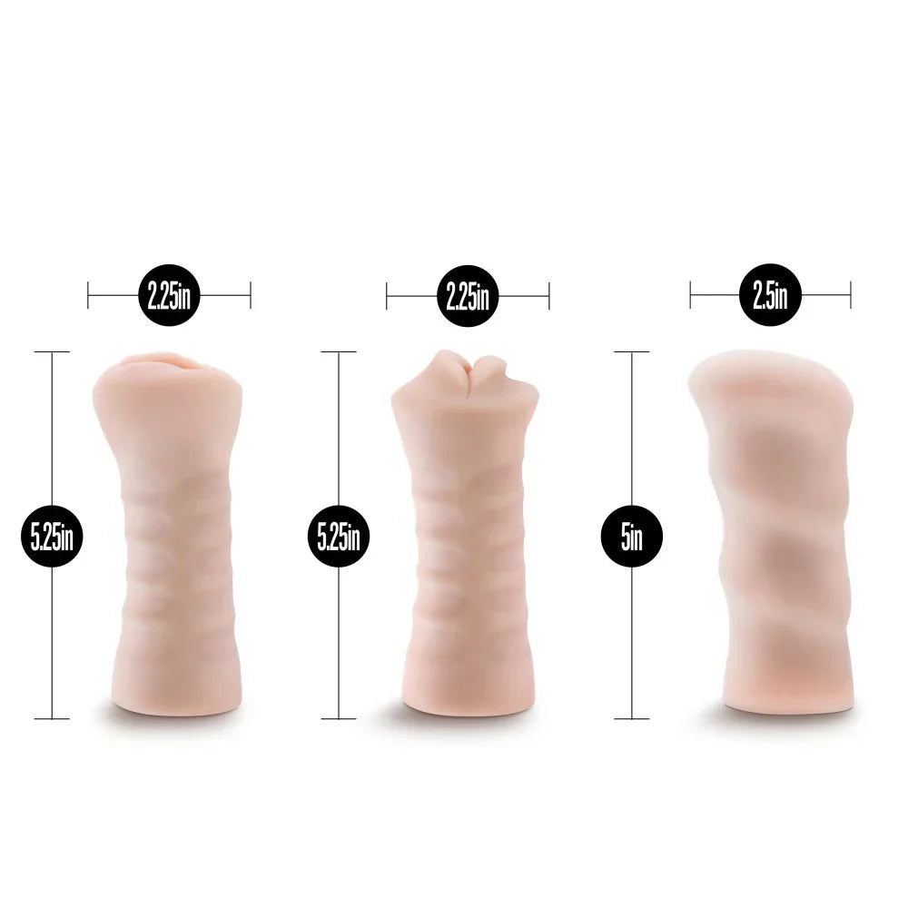 M For Men By Blush® | 3-Pack Self-Lubricating Vanilla Vibrating Masturbator / Stroker