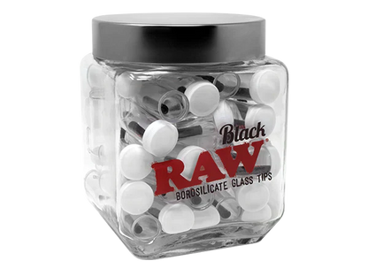 Raw Black Glass Tips - Single or 50 Pack Jar