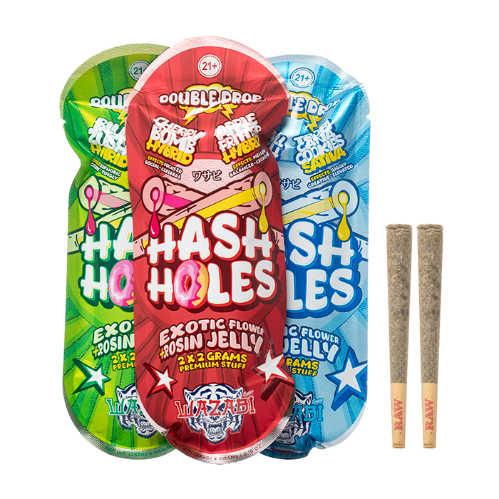 WAZABI EXOTICS 2G HASH HOLE DOUBLE DROP PREROLLS 2CT